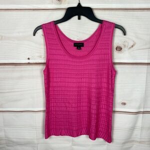 Carlisle Collection Top Womens S Pink Scoop Neck Tank Sleeveless‎ Textured Knit